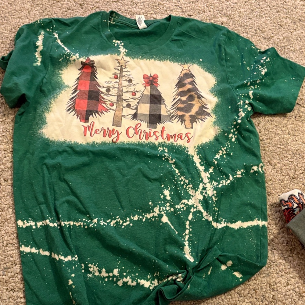 Bella Canvas Green Merry Christmas Short Sleeve Tee